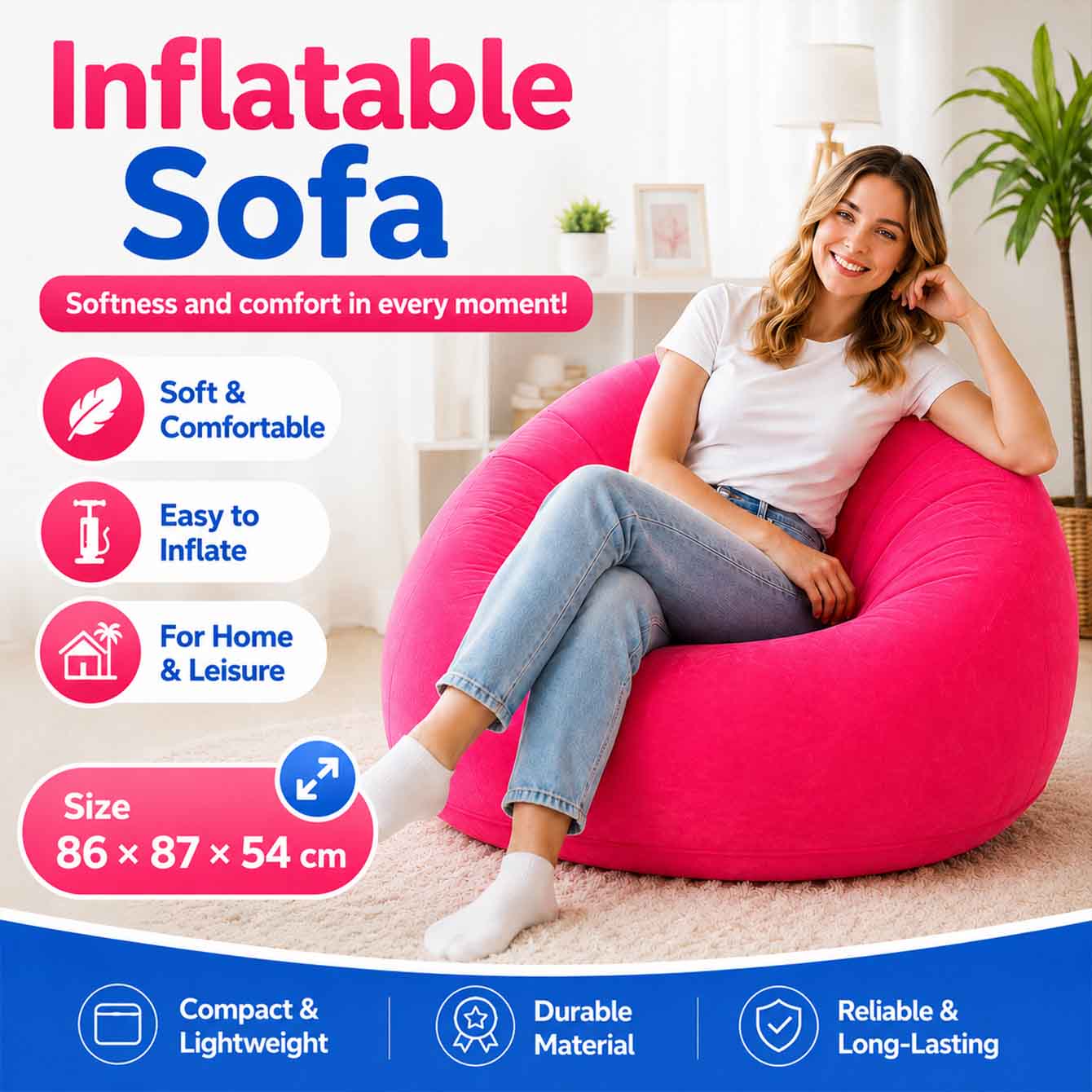 Outdoor Camping Couch - 1PC Cadeiras Infláveis Tipo Puff para