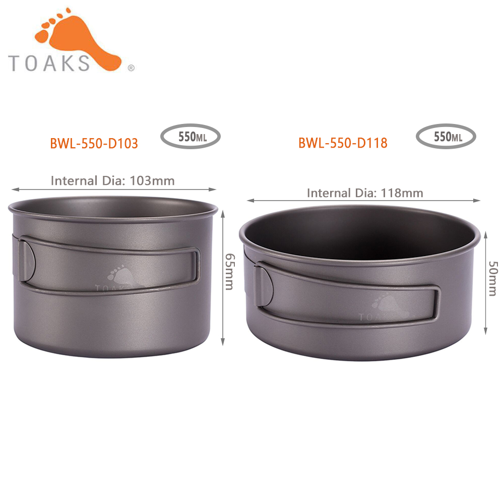 Outdoor Camping Cooking Equipment - Toaks BWL-550 acampamento tigela de titânio