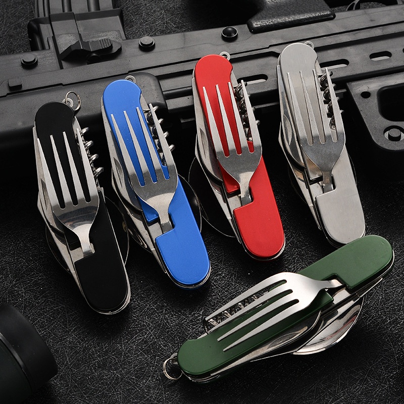 Outdoor Camping Essentials - 4 em 1 utensílios de mesa