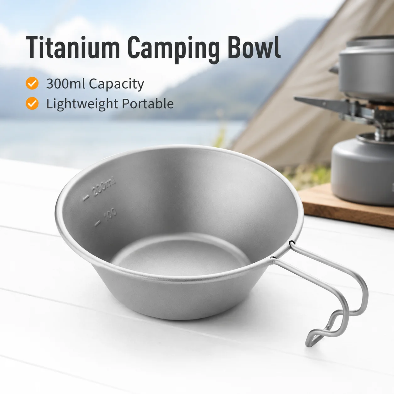 Outdoor Camping Cooking Equipment - Copo de Camping Leve em Titânio