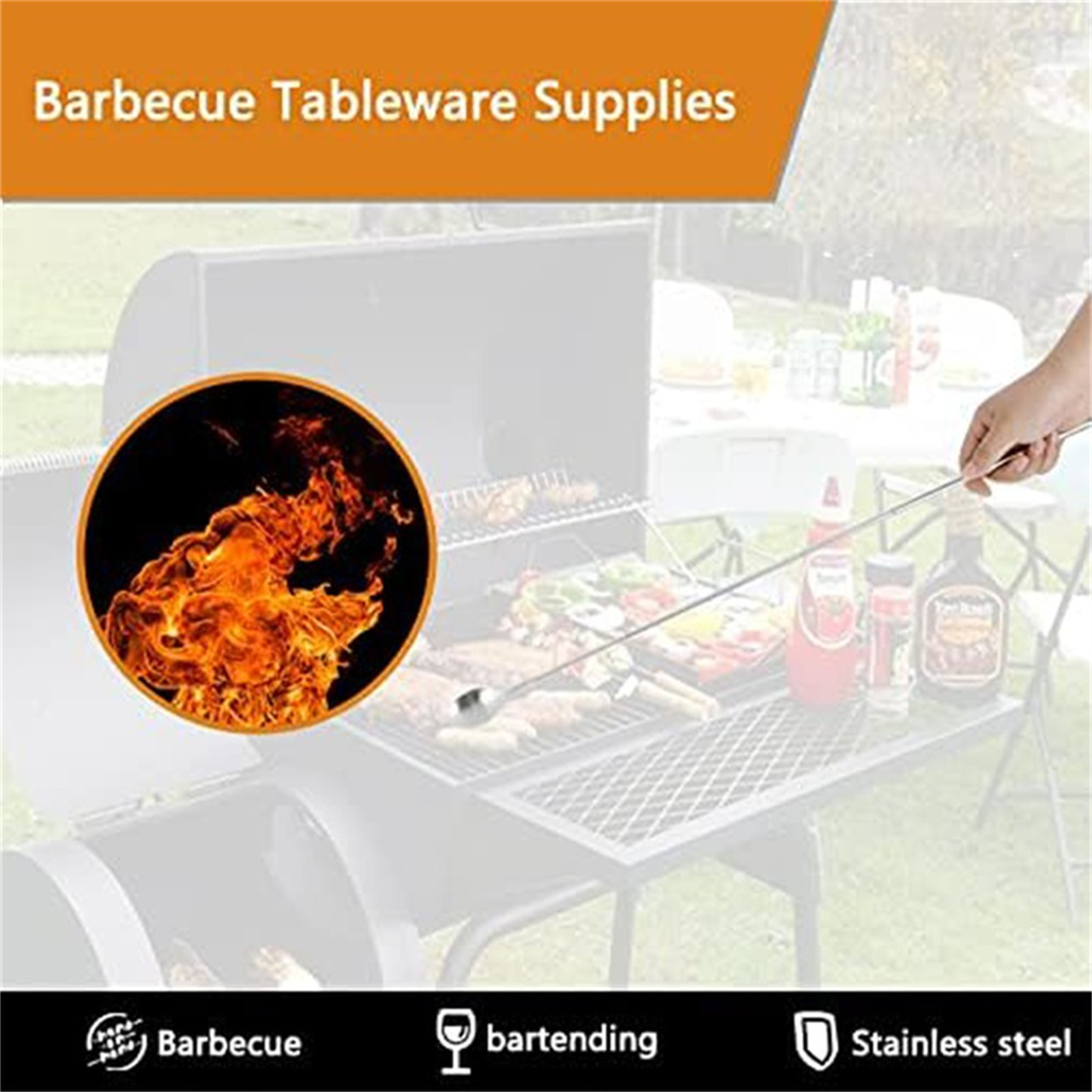 Outdoor Camping Kitchen Set - Utensílios de Churrasco Telescópicos, Garfo e