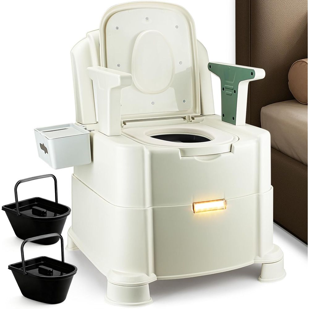 Portable Camp Toilet - Cadeira sanitária de cabeceira, resistente e