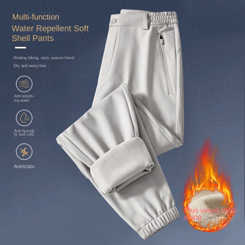 Outdoor Camping In Winter - Homens mulheres inverno softshell calças velo
