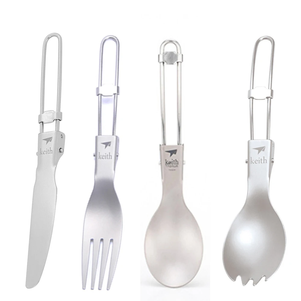 Outdoor Camping Kitchen Set - Keith colher dobrável de titânio ao