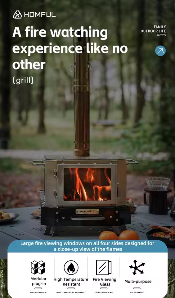 Fogão Portátil a Lenha HOMFUL  - Outdoor Camping Cooking Equipment avaliação e preço