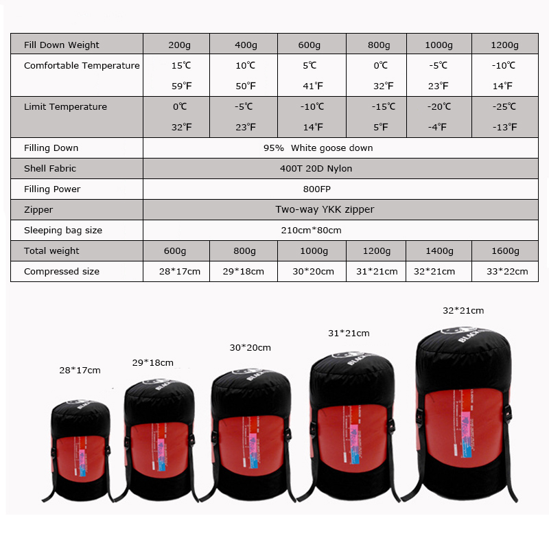 Saco de dormir de ganso para a - Outdoor Camping Sleeping Bag avaliação e preço